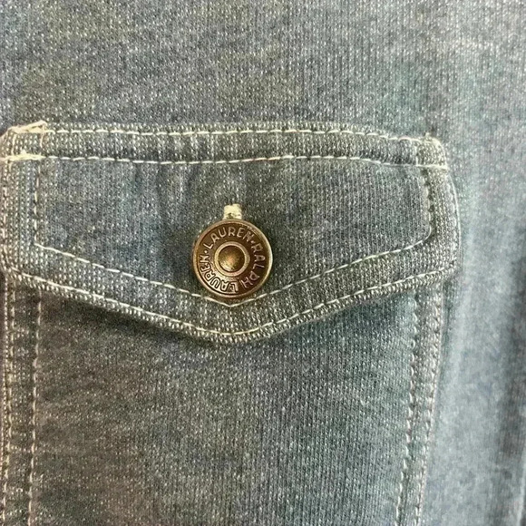 🩵Lauren Ralph Lauren Blue Hooded Sweatshirt w/Front Pockets & White Stitching🩵 - Picture 9 of 14